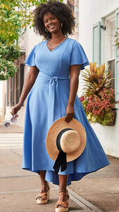 Lane Bryant Lena V-Neck High-Low Midi Dress Size 18W